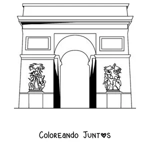Imagen para colorear del Arco del Triunfo visto de cerca