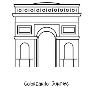 Imagen para colorear del Arco del Triunfo visto de frente