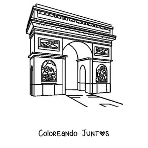 Imagen para colorear del Arco del Triunfo en una vista de ángulo