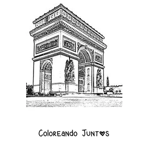 Imagen para colorear del Arco del Triunfo con medallones en la parte superior