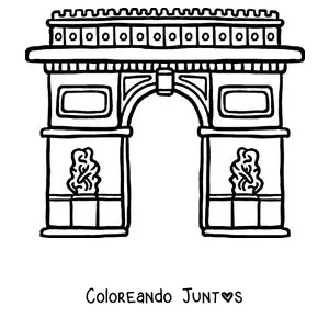 Imagen para colorear del Arco del Triunfo con sus relieves esculpidos