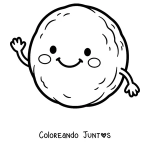 Imagen para colorear de una arepa con carita sonriente
