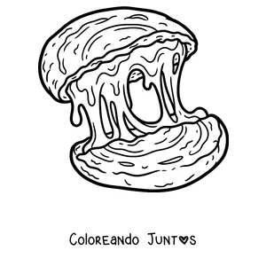 Imagen para colorear de una arepa rellena de queso derretido