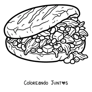 Imagen para colorear de una arepa rellena hasta el tope