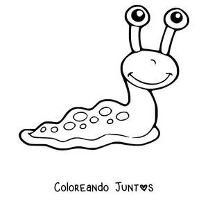 Imagen para colorear de una babosa de dibujos animados sonriendo