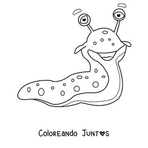 Imagen para colorear de una babosa simpática con ojos grandes y lunares