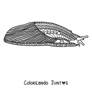 Imagen para colorear de una babosa cubierta de patrones para relajarse