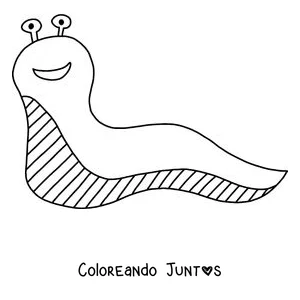 Imagen para colorear de una babosa sencilla sonriendo con la panza rayada