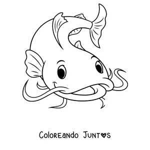 Imagen para colorear de una carita de bagre con bigotes largos