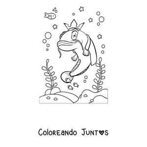Imagen para colorear de un bagre rey con corona