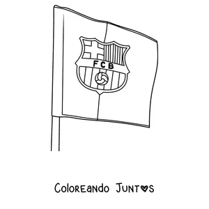 Imagen para colorear de una bandera del Barcelona con el escudo y las letras FCB