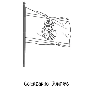 Imagen para colorear de una bandera del Real Madrid con el escudo
