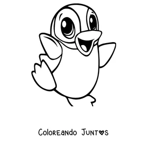Imagen para colorear de un bebé pingüino bailando