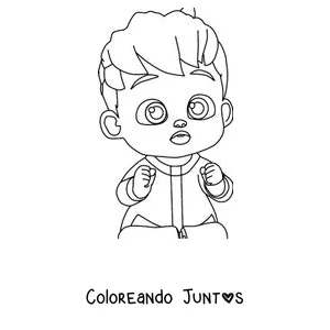 Imagen para colorear de Bebefinn con carita de sorpresa y los puñitos cerrados