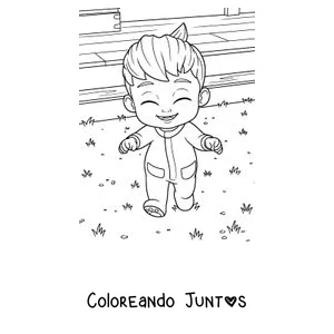 Imagen para colorear de Bebefinn feliz con una gran sonrisa