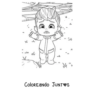 Imagen para colorear de Bebefinn llorando con lagrimitas