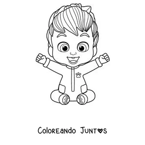 Imagen para colorear de Bebefinn sentado con los brazos arriba