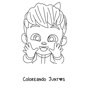 Imagen para colorear de Bebefinn tierno con las manitos cerca de la cara