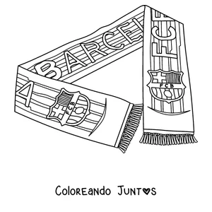 Imagen para colorear de una bufanda de hincha del Barcelona con el escudo