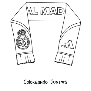 Imagen para colorear de una bufanda de hincha del Real Madrid