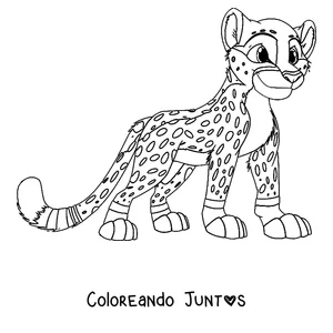 Imagen para colorear de un cachorro de guepardo parado