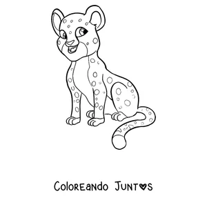 Imagen para colorear de un cachorro de guepardo sentado