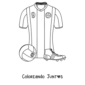 Imagen para colorear de la camiseta, el balón y los botines del Barcelona