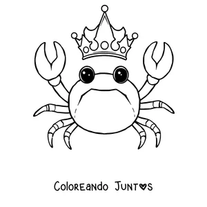 Imagen para colorear de un cangrejo con una corona de rey