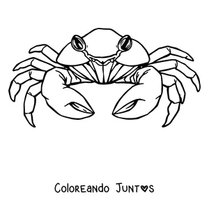 Imagen para colorear de un cangrejo realista visto desde arriba