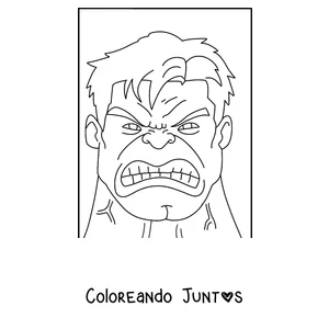 Imagen para colorear de La cara enojada de Hulk