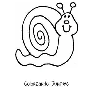 Imagen para colorear de un caracol regordete con la concha redonda