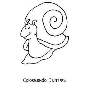 Imagen para colorear de un caracol de historieta con una gran sonrisa