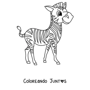 Imagen para colorear de una cebra de dibujo animado