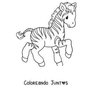 Imagen para colorear de una cebra bebé jugando