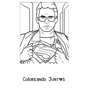 Imagen para colorear de Clark Kent abriéndose la camisa para mostrar la S de Superman