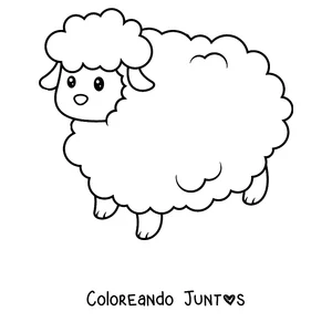 Imagen para colorear de corderito de pie