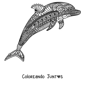 Imagen para colorear de un delfín decorado con mandalas
