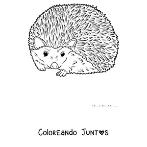 Imagen para colorear de un erizo realista con las púas erizadas