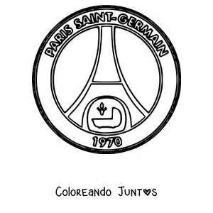 Imagen para colorear del escudo clásico del PSG con la fecha de 1970