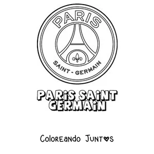 Imagen para colorear del escudo del PSG con el nombre Paris Saint-Germain