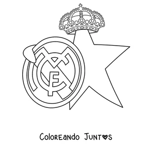Imagen para colorear del escudo del Real Madrid junto a una estrella