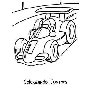 Imagen para colorear de un auto de Fórmula 1 clásico con el número 7