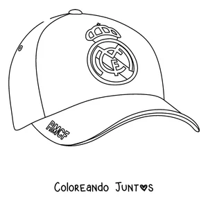 Imagen para colorear de una gorra con el escudo del Real Madrid