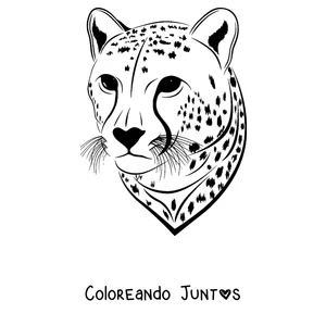 Imagen para colorear de la cara de un guepardo en primer plano