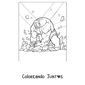 Imagen para colorear de Hulk golpeando el suelo con los puños