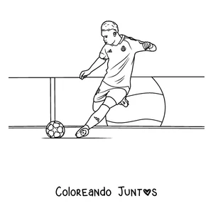 Imagen para colorear de un jugador del Real Madrid dominando la pelota