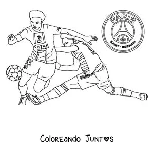 Imagen para colorear de dos jugadores del PSG disputando el balón en el partido
