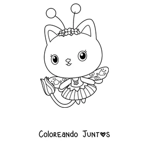 Imagen para colorear de Kitty Fairy, la gata hada