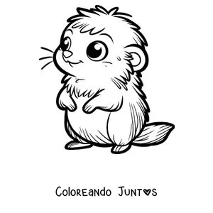Imagen para colorear de un lemming parado en dos patas