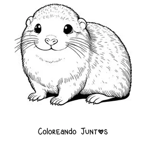 Imagen para colorear de un lemming regordete mirando de frente